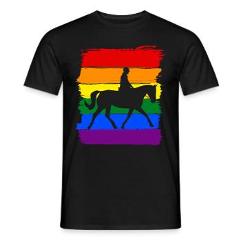Horse-riding LGBT Pride - Men's T-Shirt - black - Front - AI Model Male 178 light (178cm)