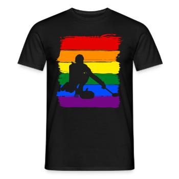 Curling LGBT Pride - T-shirt homme - noir - Devant - AI Model Male 178 light (178cm)