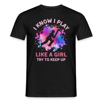Women Cricket Girl - Men's T-Shirt - black - Front - AI Model Male 178 light (178cm)