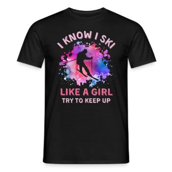 Frauen Ski Mädchen - Männer T-Shirt - Schwarz - Vorne - AI Model Male 178 light (178cm)
