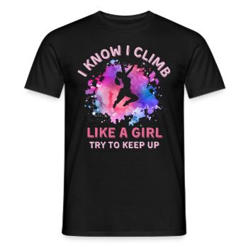Women Climbing Girl - Men's T-Shirt - black - Front - AI Model Male 178 light (178cm)