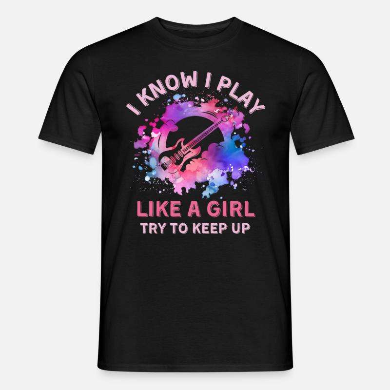 Frauen Gitarre Mädchen - Männer T-Shirt - Schwarz