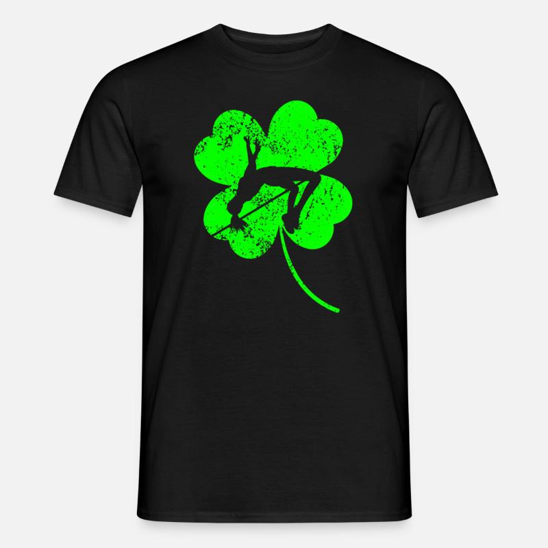 Hochspringendes St. Patrick's Day Kleeblatt - Männer T-Shirt - Schwarz