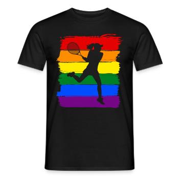 Damen Tennis LGBT - Männer T-Shirt - Schwarz - Vorne - AI Model Male 178 light (178cm)