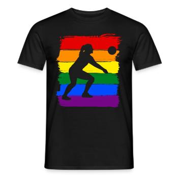 Women Volleyball LGBT - Men's T-Shirt - black - Front - AI Model Male 178 light (178cm)