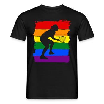 Femmes Badminton LGBT - T-shirt homme - noir - Devant - AI Model Male 178 light (178cm)