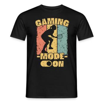 Women Badminton retro - Men's T-Shirt - black - Front - AI Model Male 178 light (178cm)
