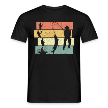 Fishing retro - Men's T-Shirt - black - Front - AI Model Male 178 light (178cm)