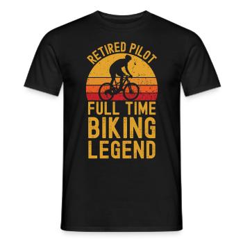 Retired pilot biking legend - Men's T-Shirt - black - Front - AI Model Male 178 light (178cm)