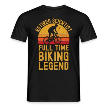 Retired scientist biking legend - Men's T-Shirt - black - Front - AI Model Male 178 light (178cm)