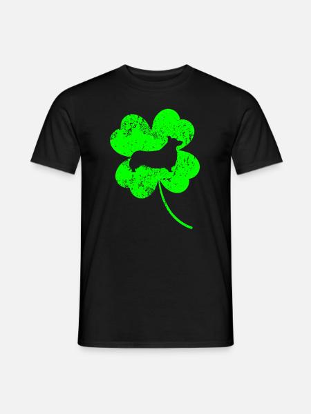 Corgi St.Patrick's Tag Kleeblatt - Männer T-Shirt - Schwarz