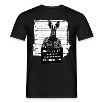Osterhase Mugshot Polizeifoto Hase Ostern - Männer T-Shirt - Schwarz - Vorne - AI Model Male 178 light (178cm)