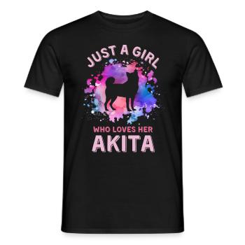 Nur ein Mädchen, das ihren Akita liebt - Männer T-Shirt - Schwarz - Vorne - AI Model Male 178 light (178cm)