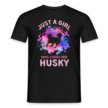 Nur ein Mädchen, das ihren Husky liebt - Männer T-Shirt - Schwarz - Vorne - AI Model Male 178 light (178cm)