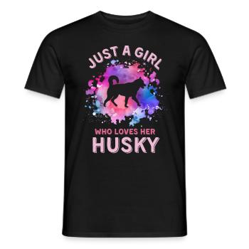 Nur ein Mädchen, das ihren Husky liebt - Männer T-Shirt - Schwarz - Vorne - AI Model Male 178 light (178cm)