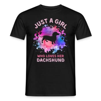 Nur ein Mädchen, das ihren Dackel liebt - Männer T-Shirt - Schwarz - Vorne - AI Model Male 178 light (178cm)