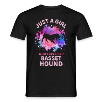 Nur ein Mädchen, das ihren Basset-Hund liebt - Männer T-Shirt - Schwarz - Vorne - AI Model Male 178 light (178cm)