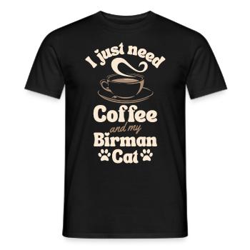 Amateur de café Birman-chat - T-shirt homme - noir - Devant - AI Model Male 178 light (178cm)