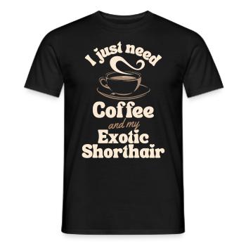Coffee Exotic-shorthair lover - Men's T-Shirt - black - Front - AI Model Male 178 light (178cm)