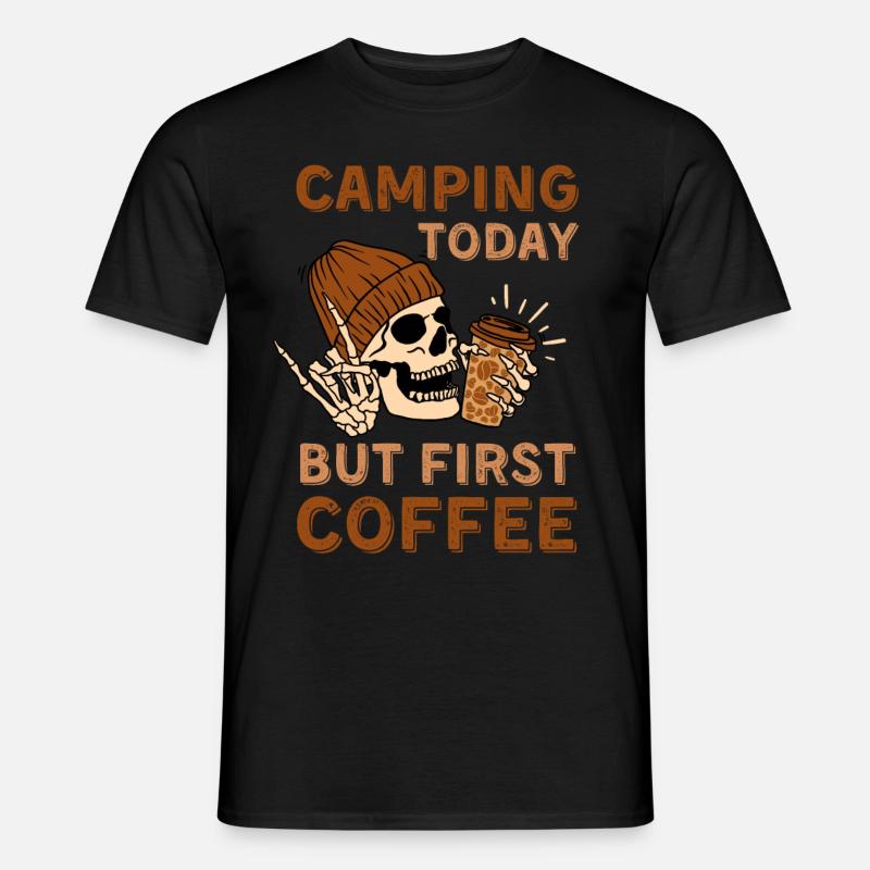 Kaffee Camping Skelett - Männer T-Shirt - Schwarz