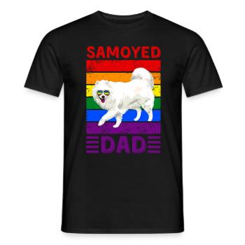 Samoyed Dad LGBTQ - Men's T-Shirt - black - Front - AI Model Male 178 light (178cm)