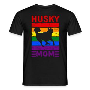 Husky Mom LGBTQ Regenbogenflagge - Männer T-Shirt - Schwarz - Vorne - AI Model Male 178 light (178cm)