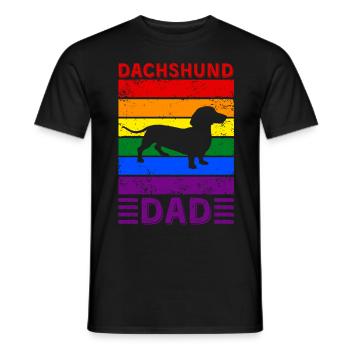 Dachshund Dad LGBTQ Rainbow Flag - Men's T-Shirt - black - Front - AI Model Male 178 light (178cm)