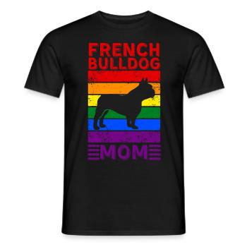 Drapeau arc-en-ciel LGBTQ maman bouledogue française - T-shirt homme - noir - Devant - AI Model Male 178 light (178cm)