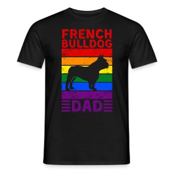 French-bulldog Dad LGBTQ Rainbow Flag - Men's T-Shirt - black - Front - AI Model Male 178 light (178cm)