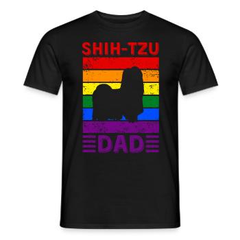 Shih-tzu Dad LGBTQ Regenbogenflagge - Männer T-Shirt - Schwarz - Vorne - AI Model Male 178 light (178cm)