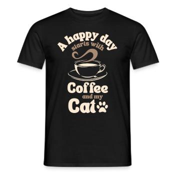 Coffee Cat lover - Men's T-Shirt - black - Front - AI Model Male 178 light (178cm)