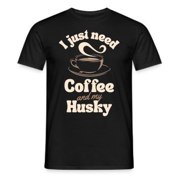 Coffee Husky lover - Men's T-Shirt - black - Front - AI Model Male 178 light (178cm)