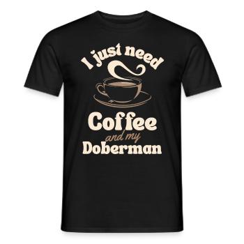 Coffee Doberman lover - Men's T-Shirt - black - Front - AI Model Male 178 light (178cm)