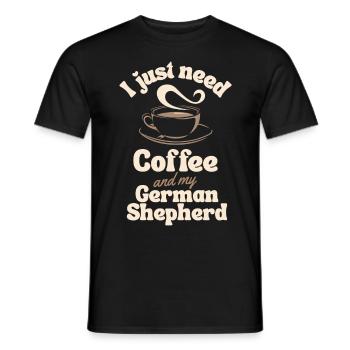 Coffee German-shepherd lover - Men's T-Shirt - black - Front - AI Model Male 178 light (178cm)
