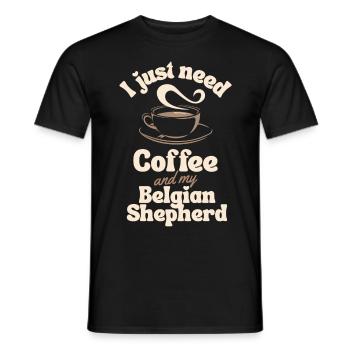 Coffee Belgian-shepherd lover - Men's T-Shirt - black - Front - AI Model Male 178 light (178cm)