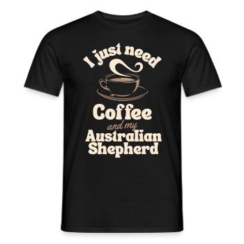 Coffee Australian-shepherd lover - Men's T-Shirt - black - Front - AI Model Male 178 light (178cm)