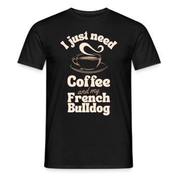 Coffee French-bulldog lover - Men's T-Shirt - black - Front - AI Model Male 178 light (178cm)
