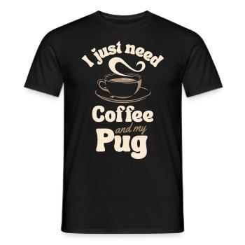 Amateur de carlin au café - T-shirt homme - noir - Devant - AI Model Male 178 light (178cm)