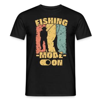 Fishing retro - Men's T-Shirt - black - Front - AI Model Male 178 light (178cm)