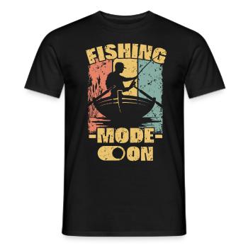 Fishing retro - Men's T-Shirt - black - Front - AI Model Male 178 light (178cm)