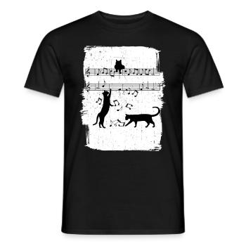 Cat Music Notes - Men's T-Shirt - black - Front - AI Model Male 178 light (178cm)