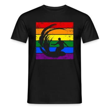 Surfen mit LGBTQ - Männer T-Shirt - Schwarz - Vorne - AI Model Male 178 light (178cm)