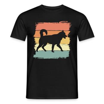 Husky Retro - Männer T-Shirt - Schwarz - Vorne - AI Model Male 178 light (178cm)