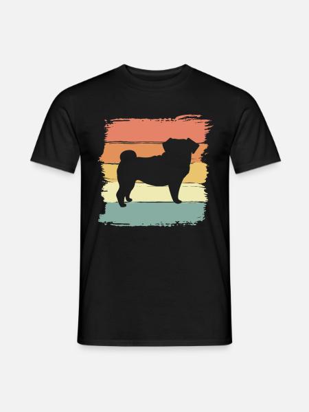 Mops retro - Männer T-Shirt - Schwarz