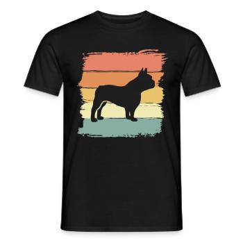 French-bulldog retro - Men's T-Shirt - black - Front - AI Model Male 178 light (178cm)