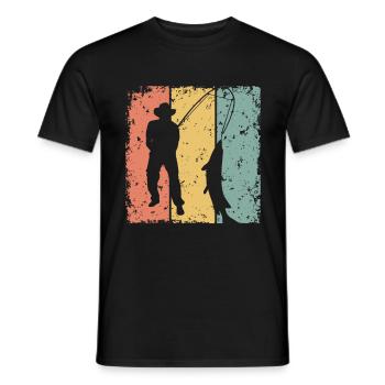 Fishing retro - Men's T-Shirt - black - Front - AI Model Male 178 light (178cm)