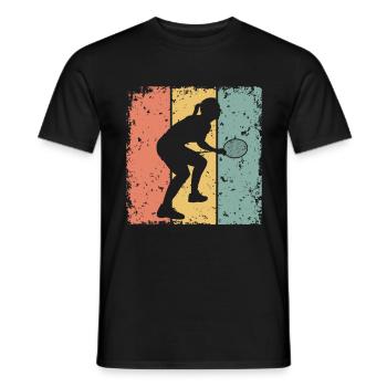 Women Badminton retro - Men's T-Shirt - black - Front - AI Model Male 178 light (178cm)