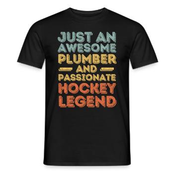 Plumber Hockey legend retro - Men's T-Shirt - black - Front - AI Model Male 178 light (178cm)
