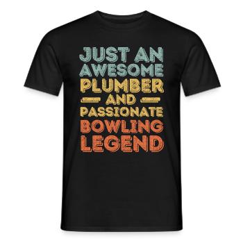Plumber Bowling legend retro - Men's T-Shirt - black - Front - AI Model Male 178 light (178cm)