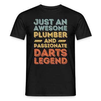 Plumber Darts legend retro - Men's T-Shirt - black - Front - AI Model Male 178 light (178cm)